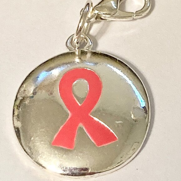 Pink Ribbon Clip On Charm For Bracelet Zipper Pull Bag Purse Charm Enamel Bow - Picture 3 of 6